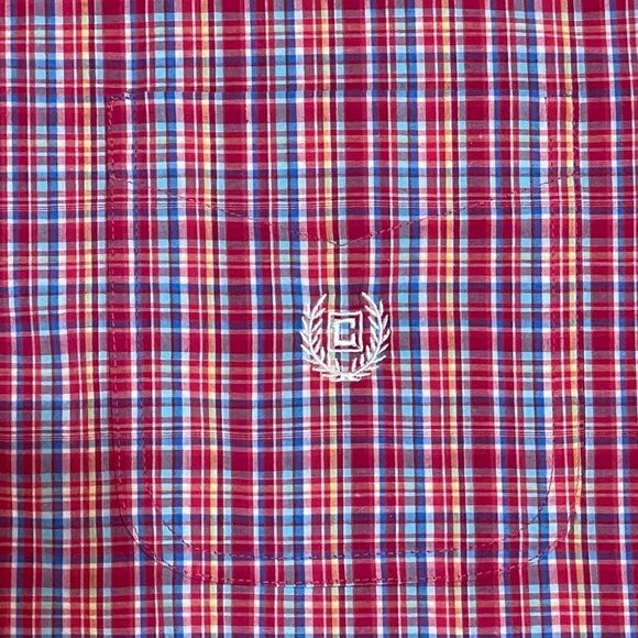 Chaps Easy Care Multi Colored Plaid Button Down Mens Large Casual Shirt - Picture 4 of 5